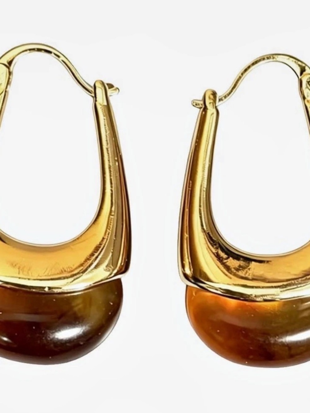 NEW Gold-Tone Amber Color Drop Earrings